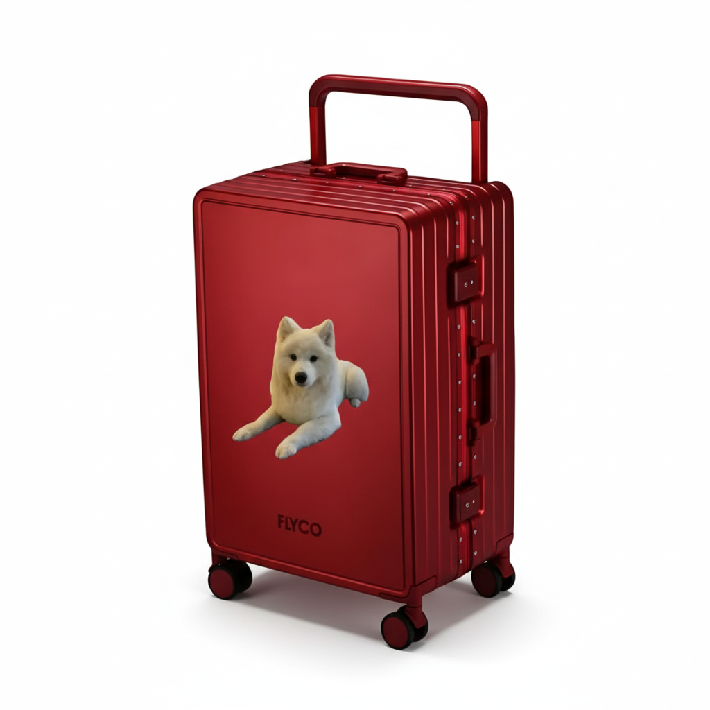 FLYCO Red Pet Series Personalised Polycarbonate Luggage Singapore — Custom Pet Photo