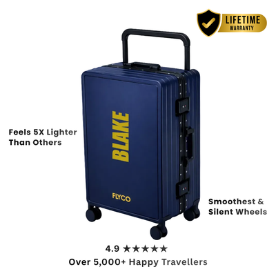 FLYCO Blue Name Series personalised luggage Singapore
