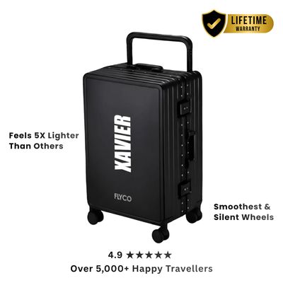 FLYCO Black Name Series personalised luggage Singapore