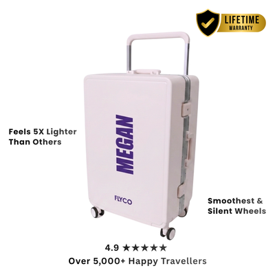 FLYCO Pink Name Series personalised luggage Singapore