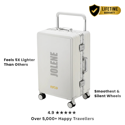 FLYCO White Name Series personalised luggage Singapore