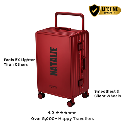 FLYCO Red Name Series personalised luggage Singapore