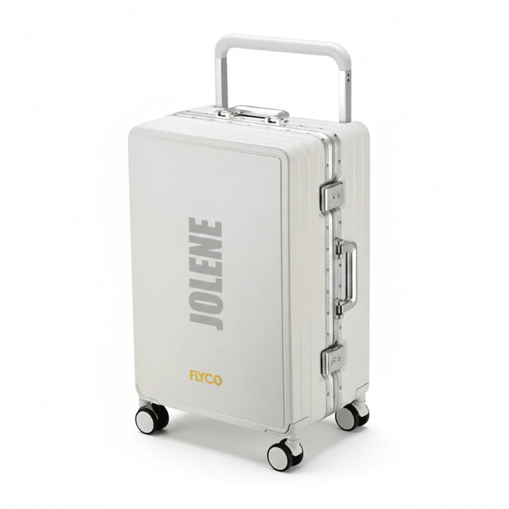FLYCO White Name Series Personalised Polycarbonate Luggage Singapore — Customise Your Name