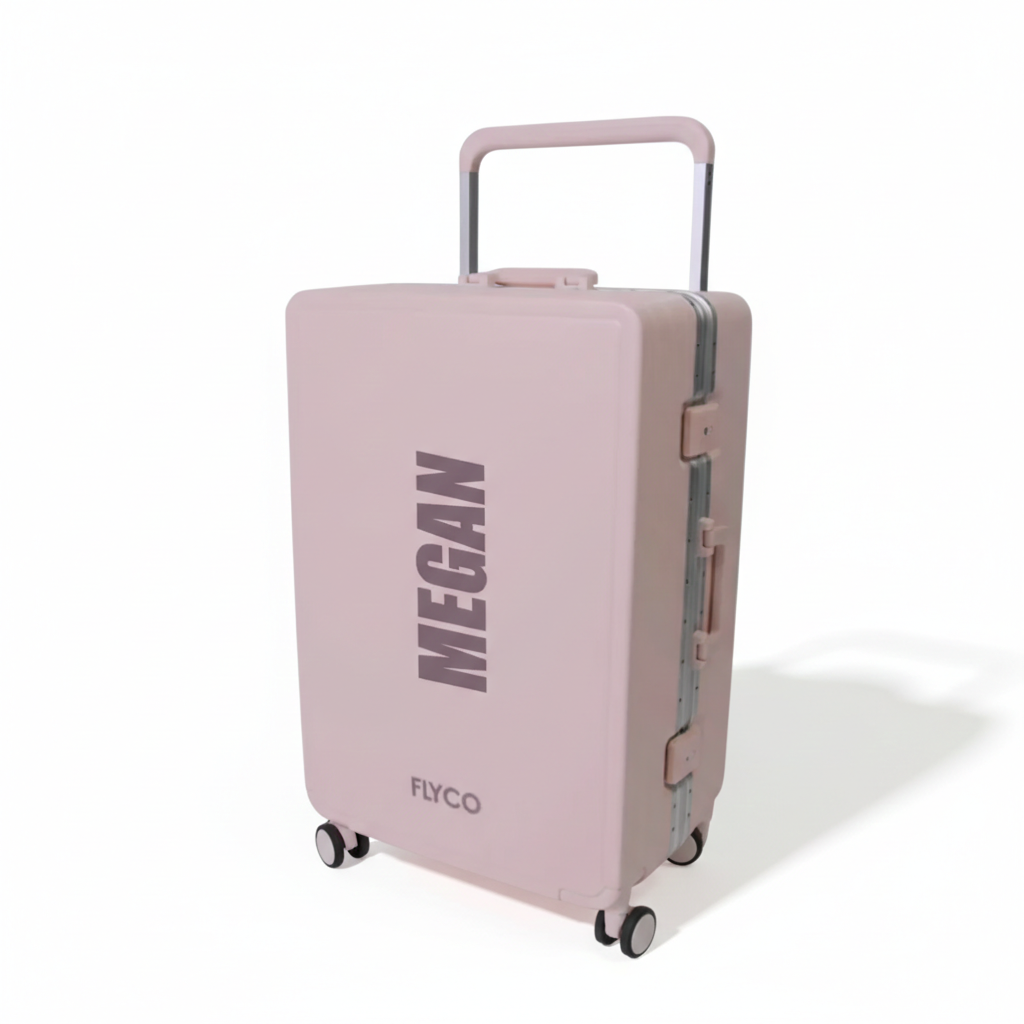 FLYCO Pink Name Series Personalised Polycarbonate Luggage Singapore — Customise Your Name