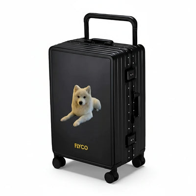 FLYCO Black Pet Series Personalised Polycarbonate Luggage Singapore — Custom Pet Photo