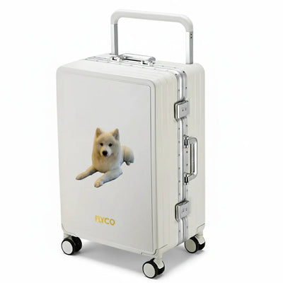 FLYCO White Pet Series Personalised Polycarbonate Luggage Singapore — Custom Pet Photo