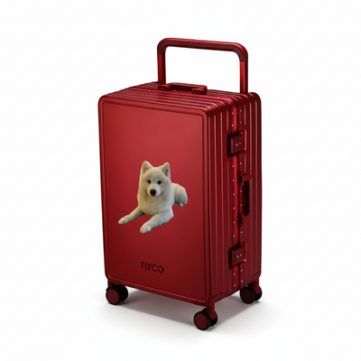 FLYCO Red Pet Series Personalised Polycarbonate Luggage Singapore — Custom Pet Photo