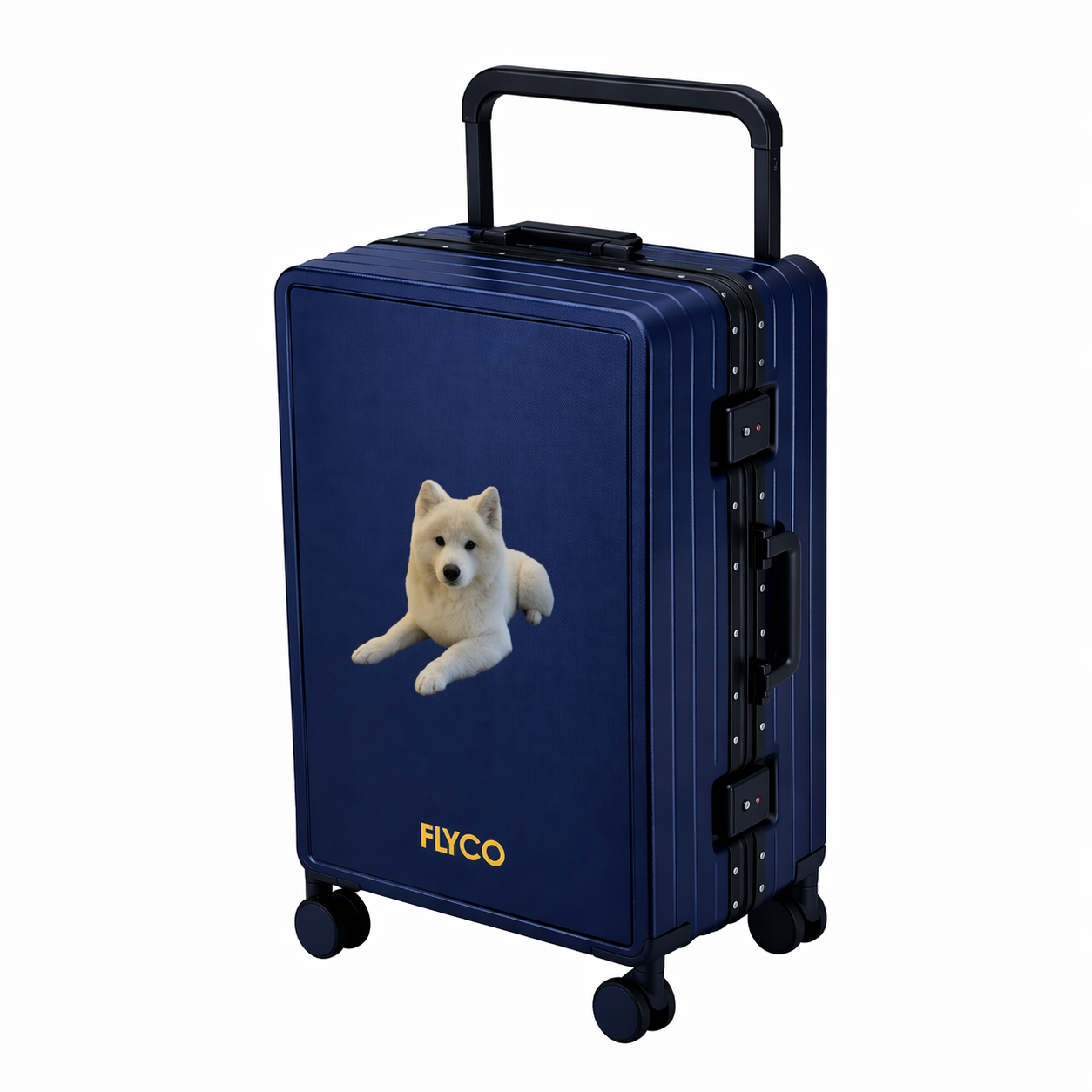 FLYCO Blue Pet Series Personalised Polycarbonate Luggage Singapore — Custom Pet Photo
