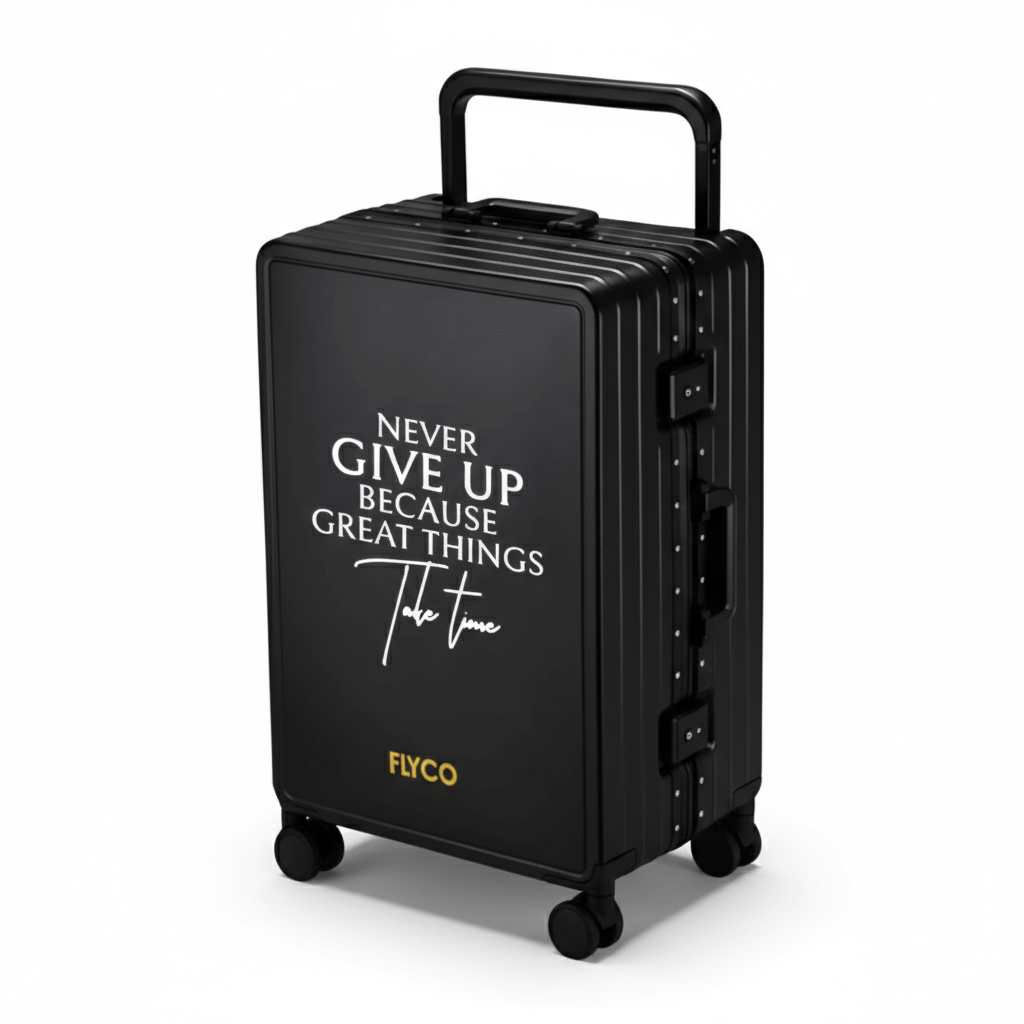 FLYCO Black Black Quote Series personalised luggage Singapore