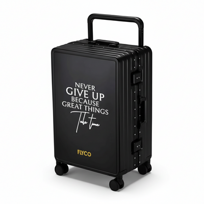 FLYCO Black Black Quote Series personalised luggage Singapore