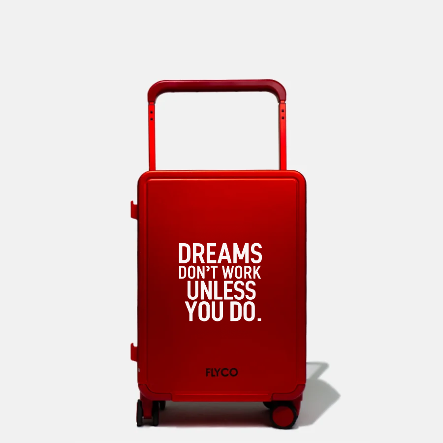 Red Personalised Quote Series luggage – Dreams Don't Work Unless You Do
